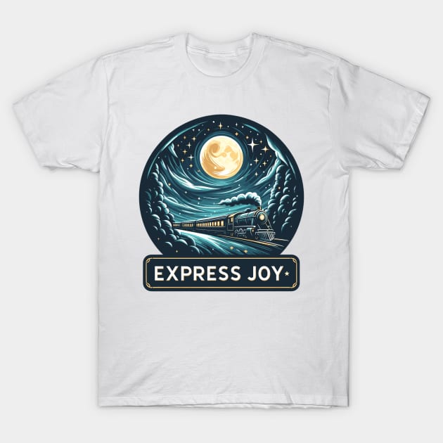 Train Traveling Through The Night, Express Joy T-Shirt by Vehicles-Art